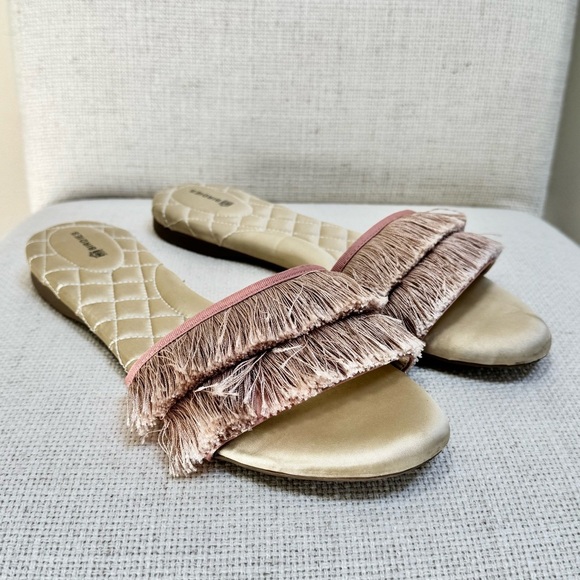 BIRDIES The Sparrow Blush Pink Fringe Slides Sandals Size 11 - Picture 5 of 16